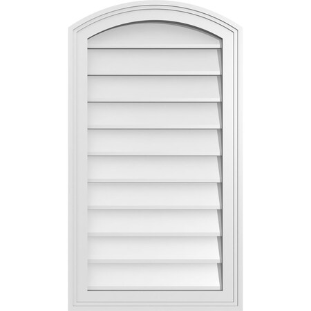 Ekena Millwork Arch Top Surface Mount PVC Gable Vent: Functional, w/ 2"W x 1-1/2"P Brickmould Frame, 18"W x 32"H GVPAR18X3202SF